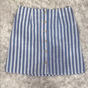 Blue and White Striped Skirt
